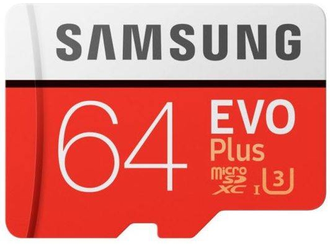 Tarjeta de Memoria Micro SDXC 64 GB - SAMSUNG Evo plus + Adaptador SD