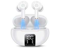 Auriculares intrauditivos Bluetooth 5.3 JIAPEI con 42 horas de autonomía, 4 micrófonos, clasificación IP7, sonido HiFi, color blanco.