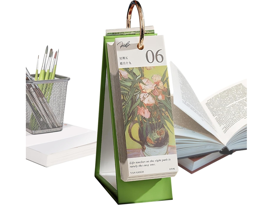 Calendario De Escritorio 2026 - Agenda Decorativa Con Pintura Al Óleo - Calendario Artístico Para El Hogar
