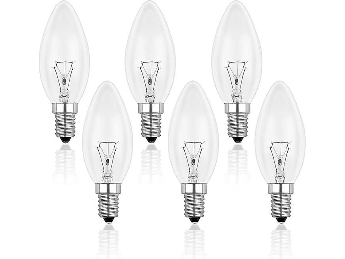 Bombilla Incandescente Regulable E14 De 40 W, Transparente, Tipo Vela, Paquete
