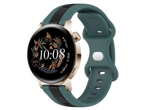 Correa de reloj inteligente para Huawei Watch GT3 42 mm 20 mm Hebilla de mariposa de silicona bicolor (verde + negro)
