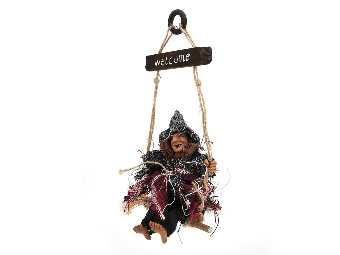 Ats-decoración De Halloween Colgante Bruja Con Gorro Gris Para Casa Jardín Bar Casa Embrujada Adorno De Puerta