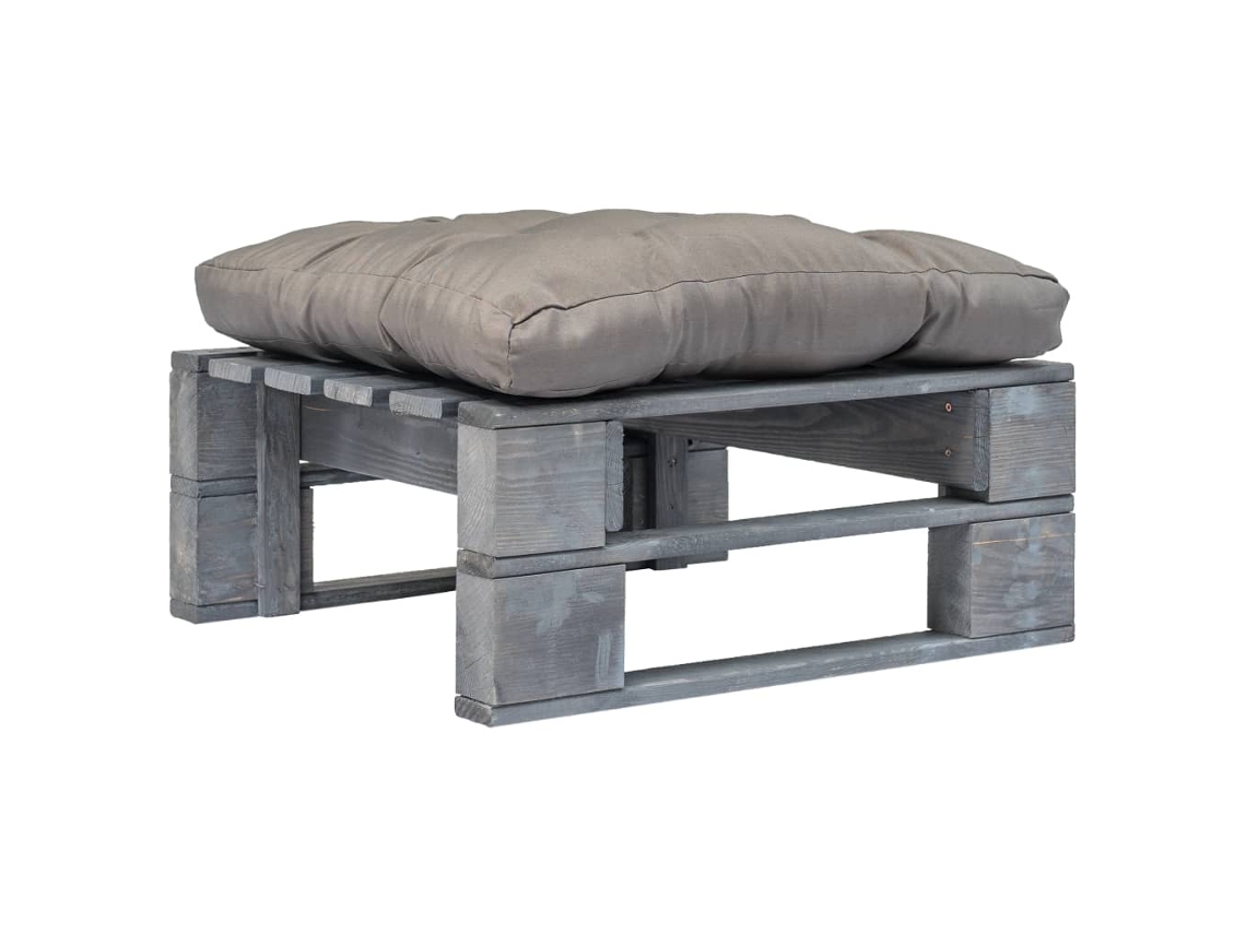 Otomana de palé con cojín gris, madera gris, DKD HOME DECOR