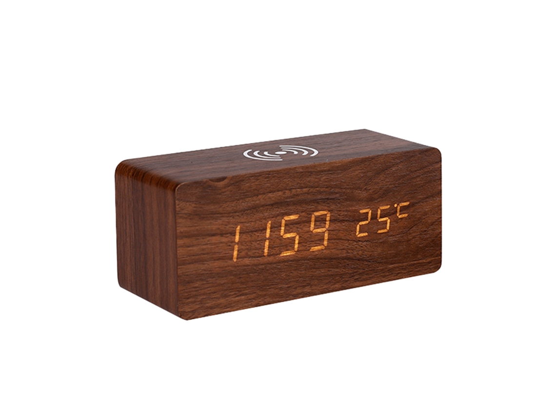 Reloj despertador digital con carga inalámbrica y visualización de fecha