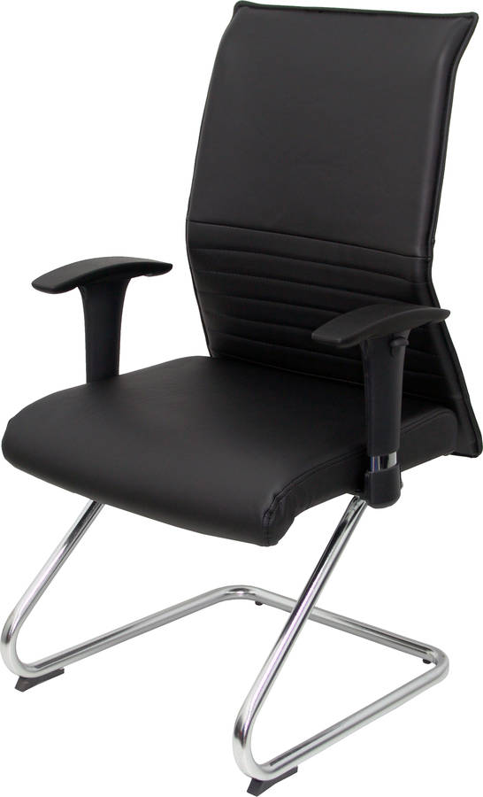 Silla de Escritorio Operativa PYC Albacete Patin Negro (Brazos Ajustables - Piel)