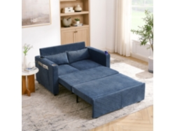 Sofá Cama Deslizante 3 En 1 Con Usb, Azul Marino, 2 Plazas
