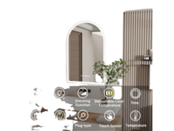 Espejo de baño inteligente con iluminación LED, antivaho, gris claro, OEM