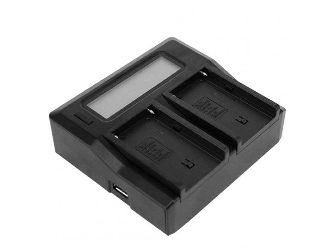 Cargador de batería de cámara digital de doble canal con pantalla LCD para enchufe europeo NP-F770 F750 F550 F960