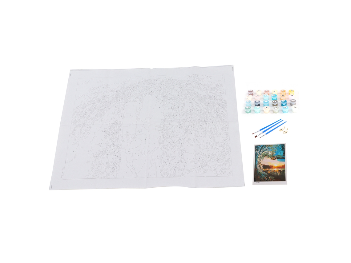Kit De Pintura Al Óleo Diy Por Números: Atardecer En La Playa Para Adultos, Niños Y Personas Mayores.