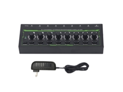 Amplificador De Auriculares Portátil De 8 Canales Con Control Independiente, Divisor Estéreo De Acero Inoxidable, Rgb, 100-240 V, Enchufe Estadounidense.
