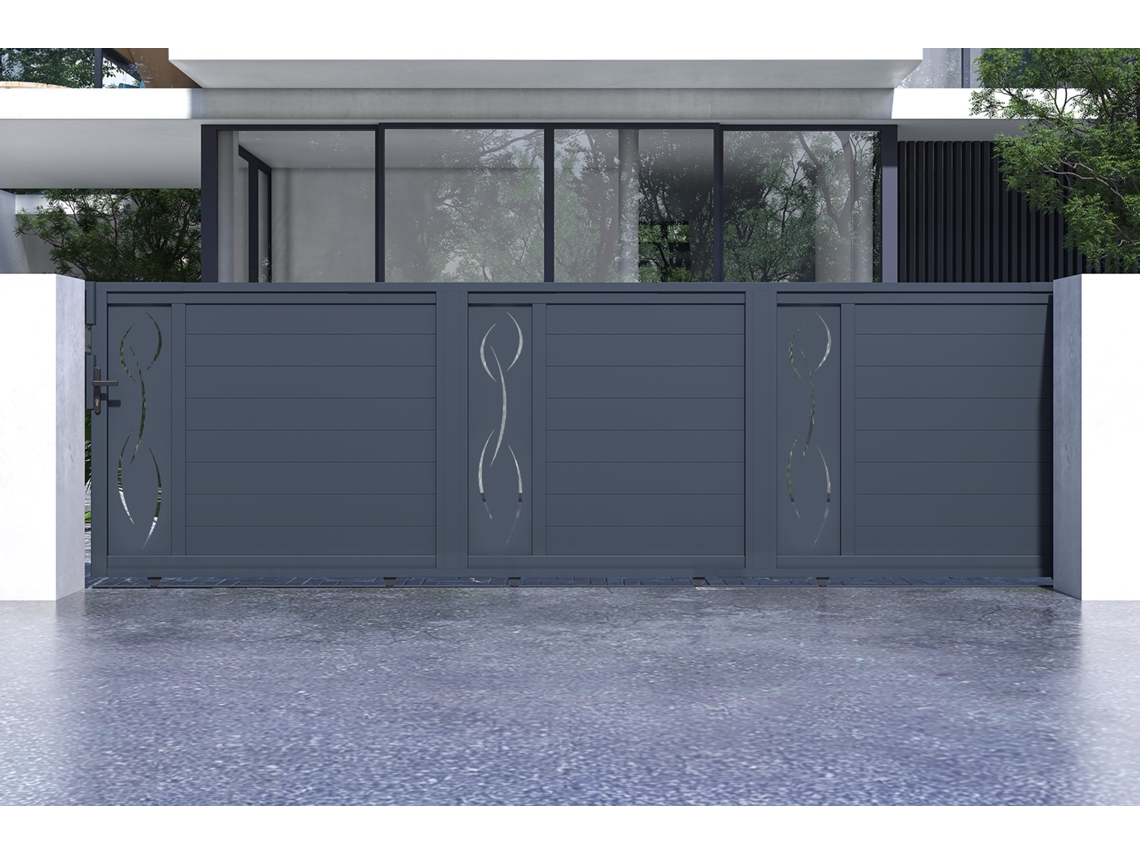 Puerta corredera 5m life h.140 aluminio gris