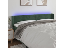 Cabecero Con Led De Terciopelo Verde Oscuro 203x16x78/88 Cm