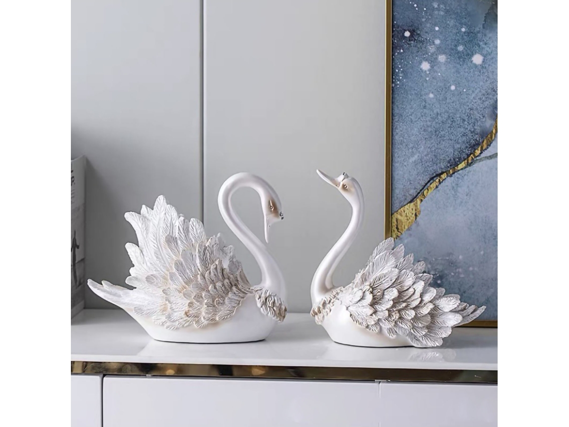 Adorno de pareja de cisnes, decoración moderna para el hogar, regalo de boda