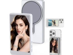 Pantalla trasera magnética para celulares, gran pantalla 4k HD de alta definición con transmisión en vivo y duplicación, gris con botón Bluetooth, Yunzii
