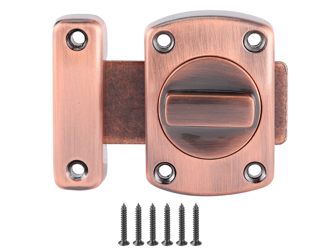 Cerradura De Puerta Corredera De Aleación De Zinc, Tamaño L, Bronce Rojo, Para Armario.