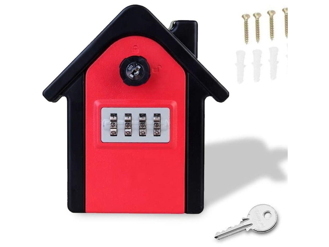 Caja de llaves de pared de metal, hecha de metal, impermeable, roja Hexinyigjly