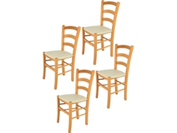 Conjunto de 4 Cadeiras T M C S Venice 322MI-HI-PN023 (Castanho - 88x43x44 cm - Madeira)