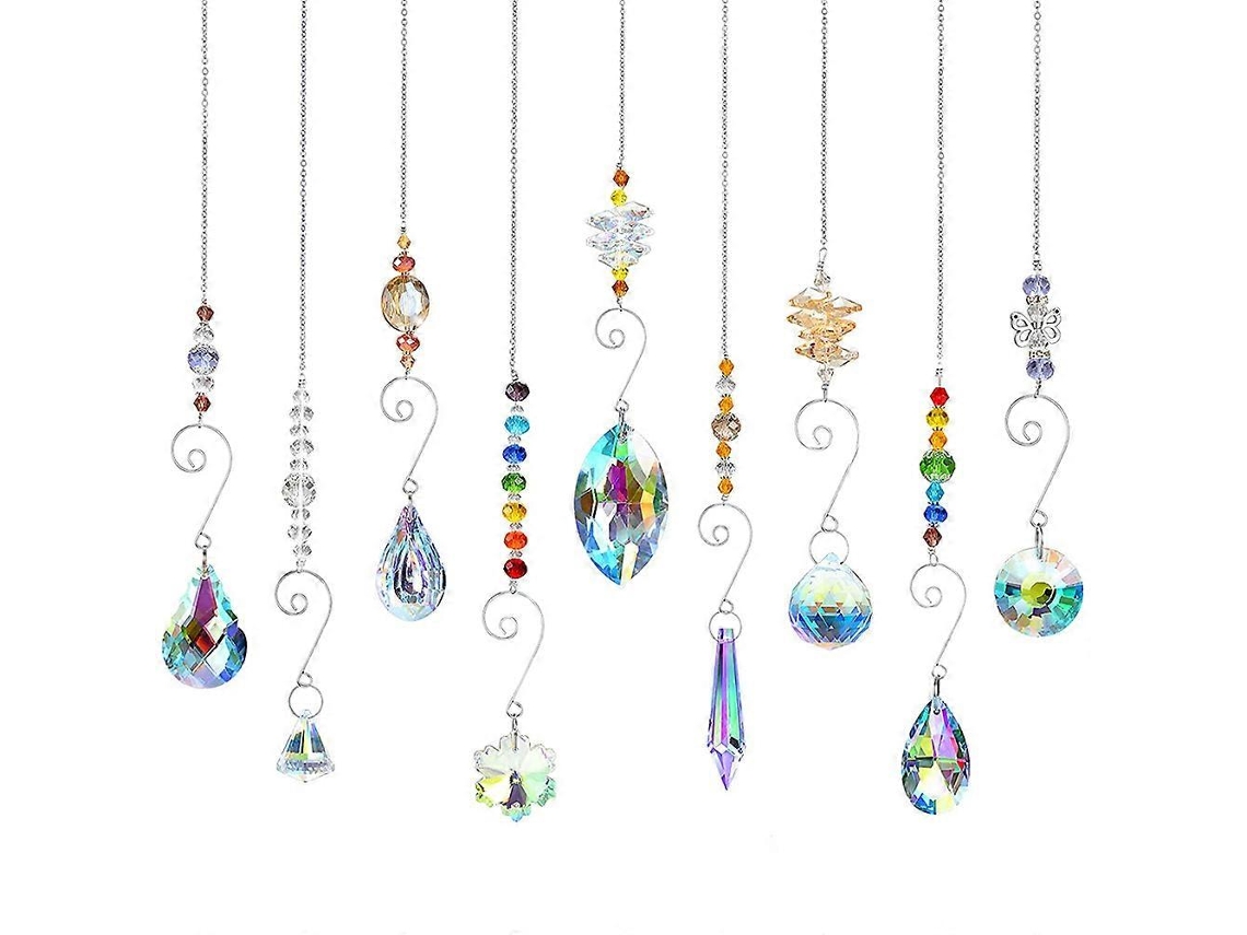 Atrapasol de cristal - Paquete de 9 bolas de cristal con prismas - Decoración para ventanas, hogar, oficina y jardín