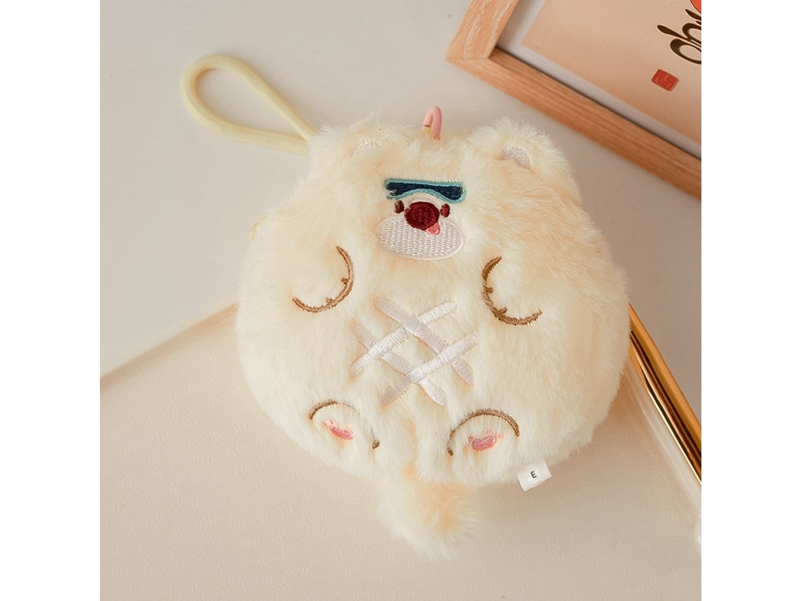 Bolsa Redonda de Pelúcia em Formato de Cachorro, Chaveiro e Porta moedas, Fofa e Adorável CHABERLU