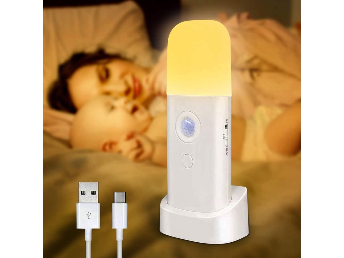 2026-3437-lámpara Nocturna Recargable Linjou Con Sensor De Movimiento, 5 Niveles De Brillo, 2000mah, Luz Cálida Para Niños Y Adultos 1 Pieza