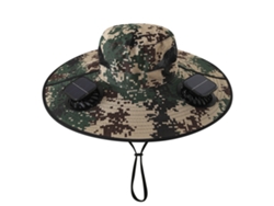 (punto De Camuflaje Cuadrado) Sombrero Con Ventilador Solar, Recargable, Para Pesca Al Aire Libre, Protección Solar Y Parasol.