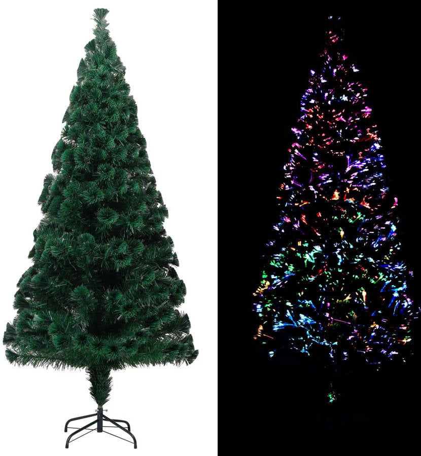 Árbol de Navidad Artificial con Soporte VIDAXL 321028 (Verde - 180 cm - Fibra Ótica)