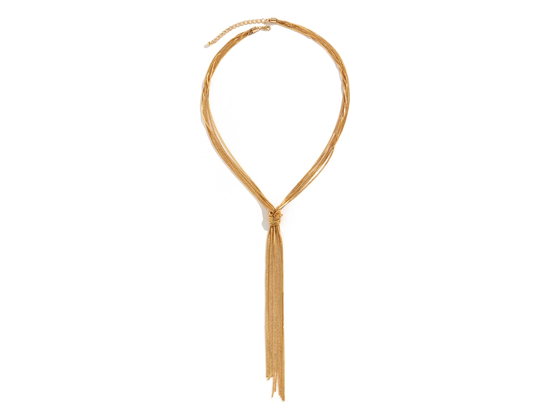Collar Con Colgante De Flecos De Cobre Para Mujer Con Cadena Trenzada - Elegante Y A La Moda