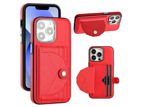 Funda Mobile Phone Cases Shockproof With Card para iPhone 13 Pro Piel Marrón
