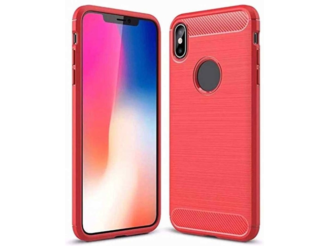 Funda iPhone XR WJS Slim Carbon Rugged Shockproof Rojo