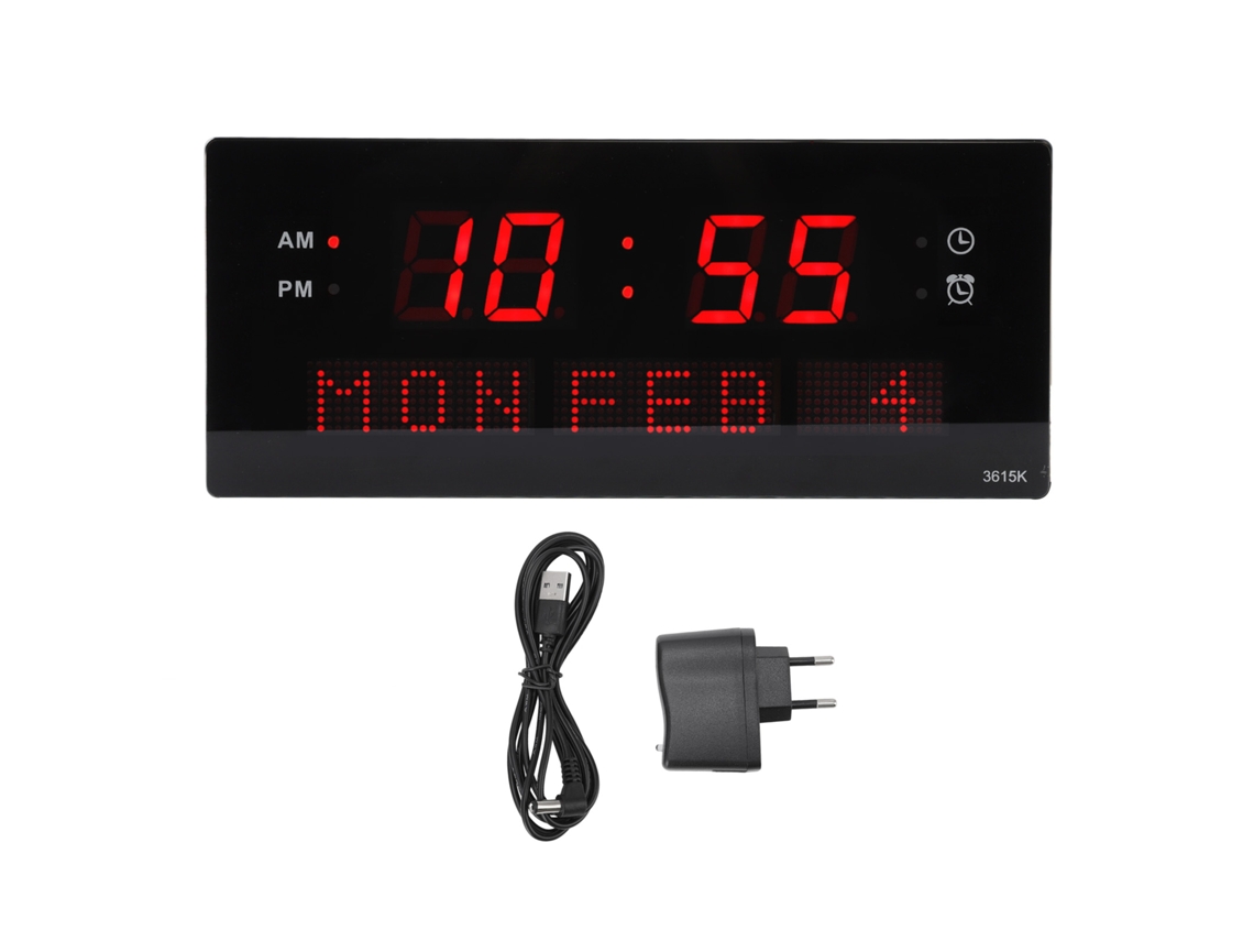 Reloj de pared digital LED Baok-recho con marco negro, estilo elegante para la oficina y el hogar.