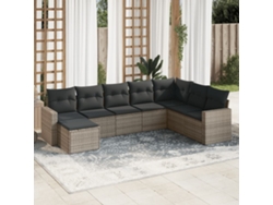 Conjunto de sofás de jardín de 8 piezas DKD Home Decor con cojines de mimbre gris