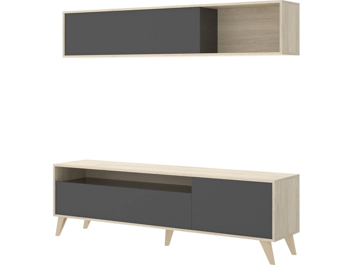 Salón TV Compacto DKIT Bonn (Grafito/Natural - 180x180x41 cm)