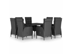 Maison Exclusive - Set De Comedor De Jardín 9 Piezas Ratán Pe Y Vidrio Negro