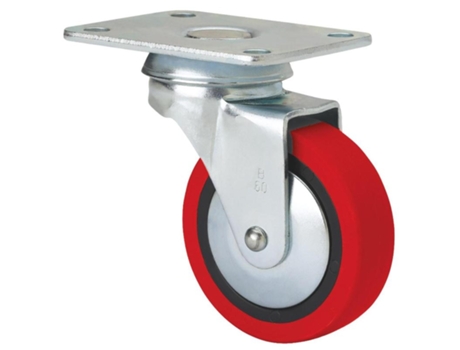 Rueda Giratora Placa 10Bsr50Cp-Ppi Poliamix-Poliur.Rojo Eje Liso ALEX