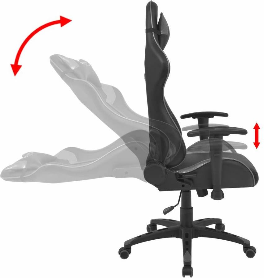 Silla Gaming Vidaxl reclinable estilo corrida piel artificial gris de escritorio racing cuero