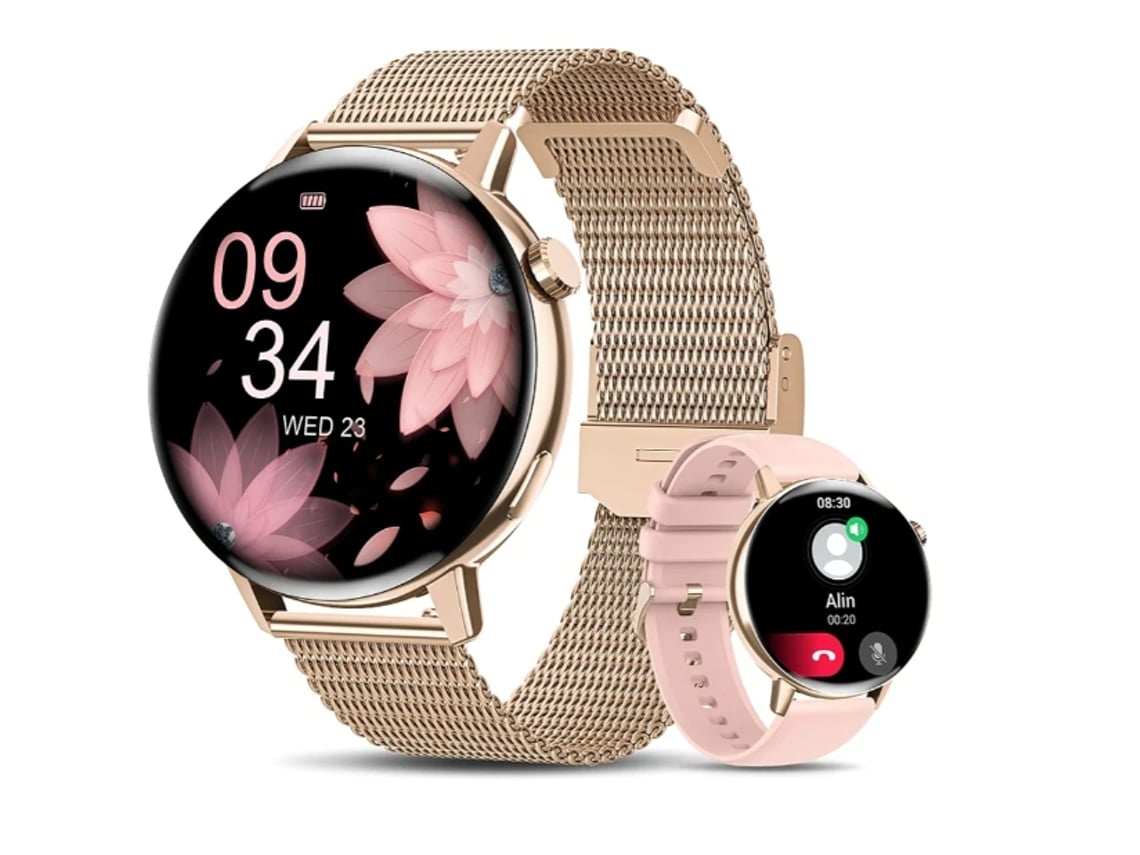 Smartwatch Mujer con Función Teléfono Bluetooth Llamada Ip67 Android Ios Oro YEMAESRE