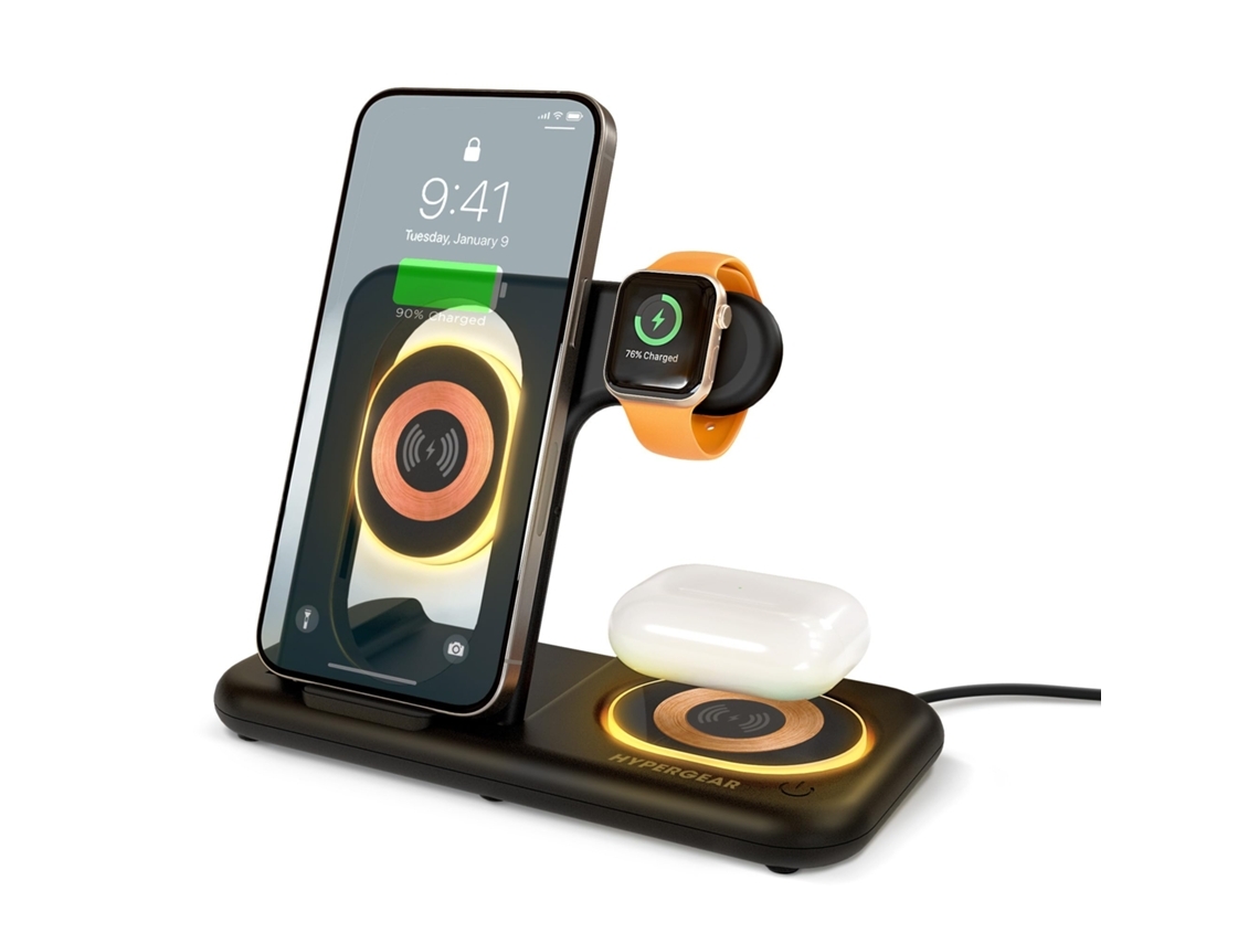 Estación De Carga Sin Hilo Plegable 4 En 1 Cargador Rápido De 15 W Para Apple Iphones Soporte Para Iwatch Y Almohadilla Para Airpods Yemaesre