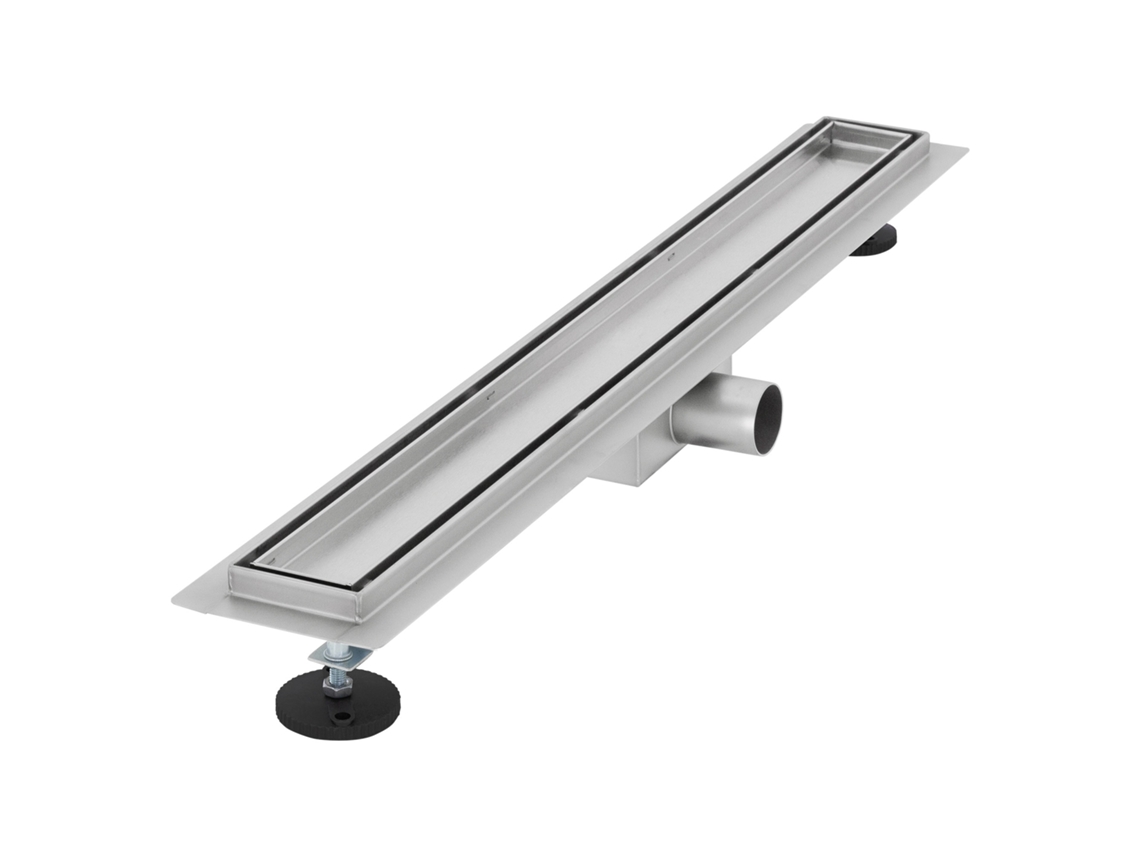 Canal de ducha en acero inoxidable alicatable 70 cm y sifón juego completo plata plana LUXEBATH