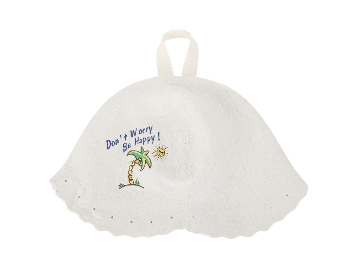 Gorro De Sauna Moderno, Fieltro De Lana Ligero, Accesorio Unisex, 24 Cm De Diámetro, Blanco.