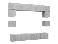 Maison Exclusive - Set Muebles De Salón Tv 8 Pzas Madera Ingeniería Gris Hormigón