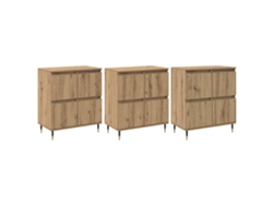 Mueble de almacenaje de 3 piezas, roble artesanal, 60x35x70 cm, EXCLUSIVO DE LA CASA