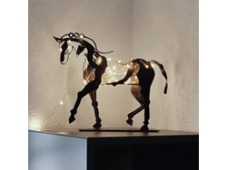 Escultura De Caballo De Metal Con Luces Led, Estatua Decorativa Moderna Para Mesa, Artesanía Iluminada.