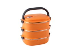 Fiambrera Portátil Isotérmica De Acero Inoxidable De 3 Capas Para La Escuela/trabajo - Naranja