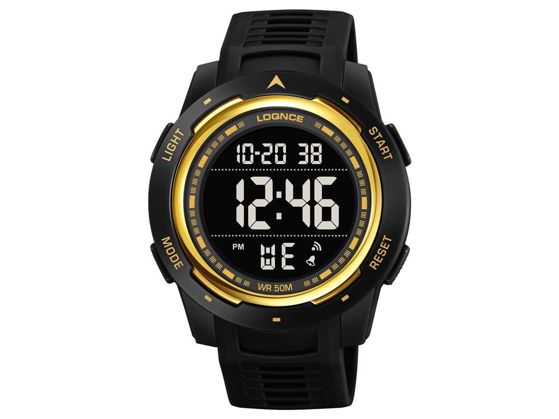 (oro Negro) Elegante Reloj Deportivo De Pantalla Única, Reloj De Pulsera Electrónico Luminoso Para Uso En Exteriores.