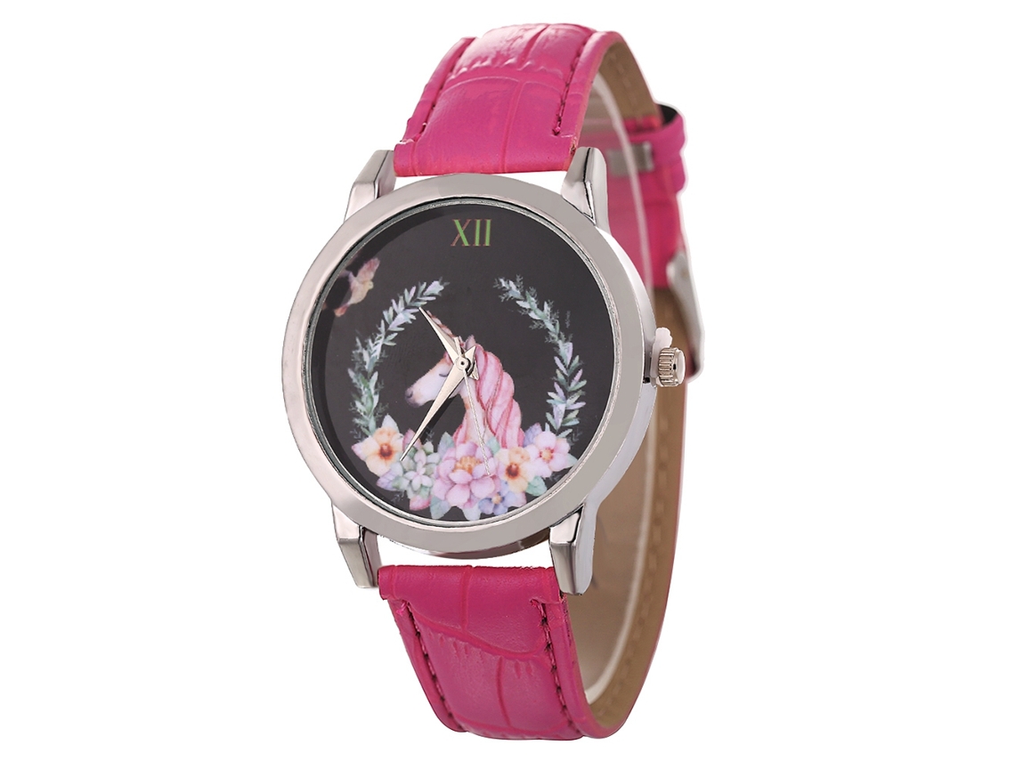 Reloj De Pulsera Unisex Informal De Piel Sintética Con Movimiento De Cuarzo Para Parejas (rojo Rosa)