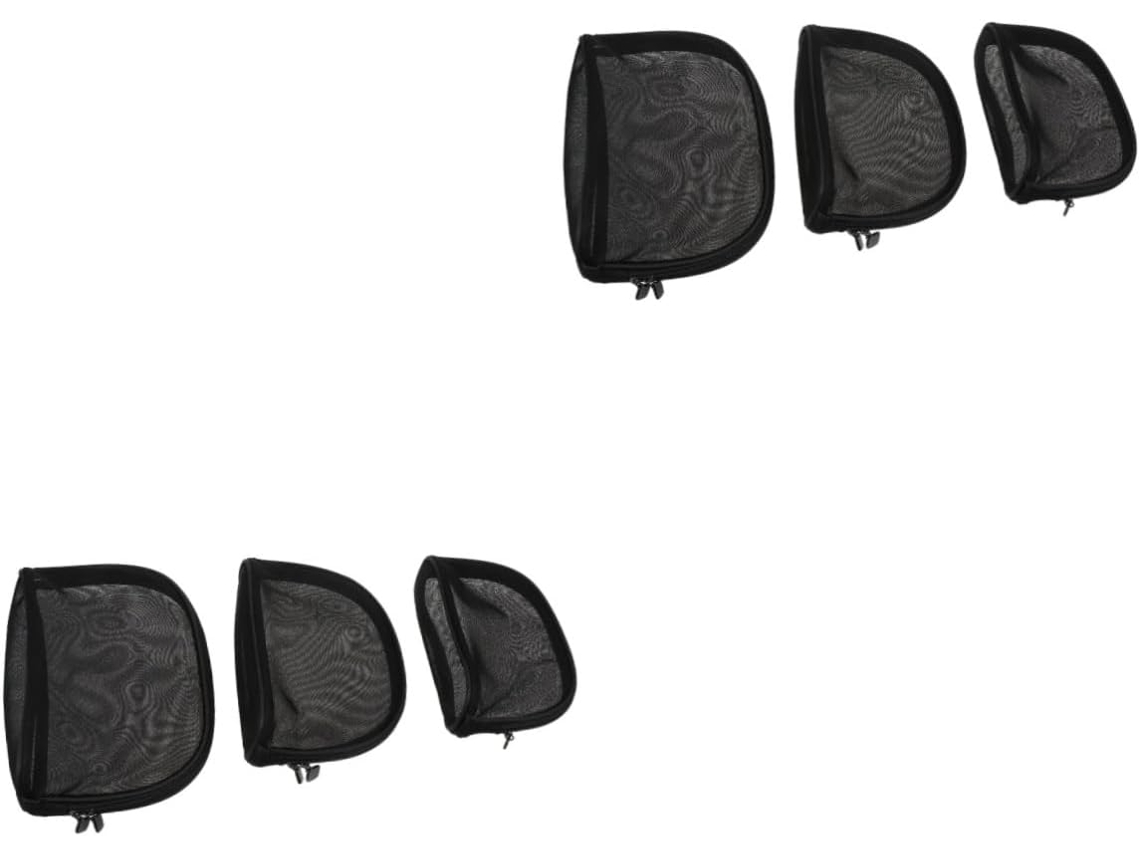 Conjunto De 6 Necessaires Transparentes De Malha Com Organizador, Tamanho Médio