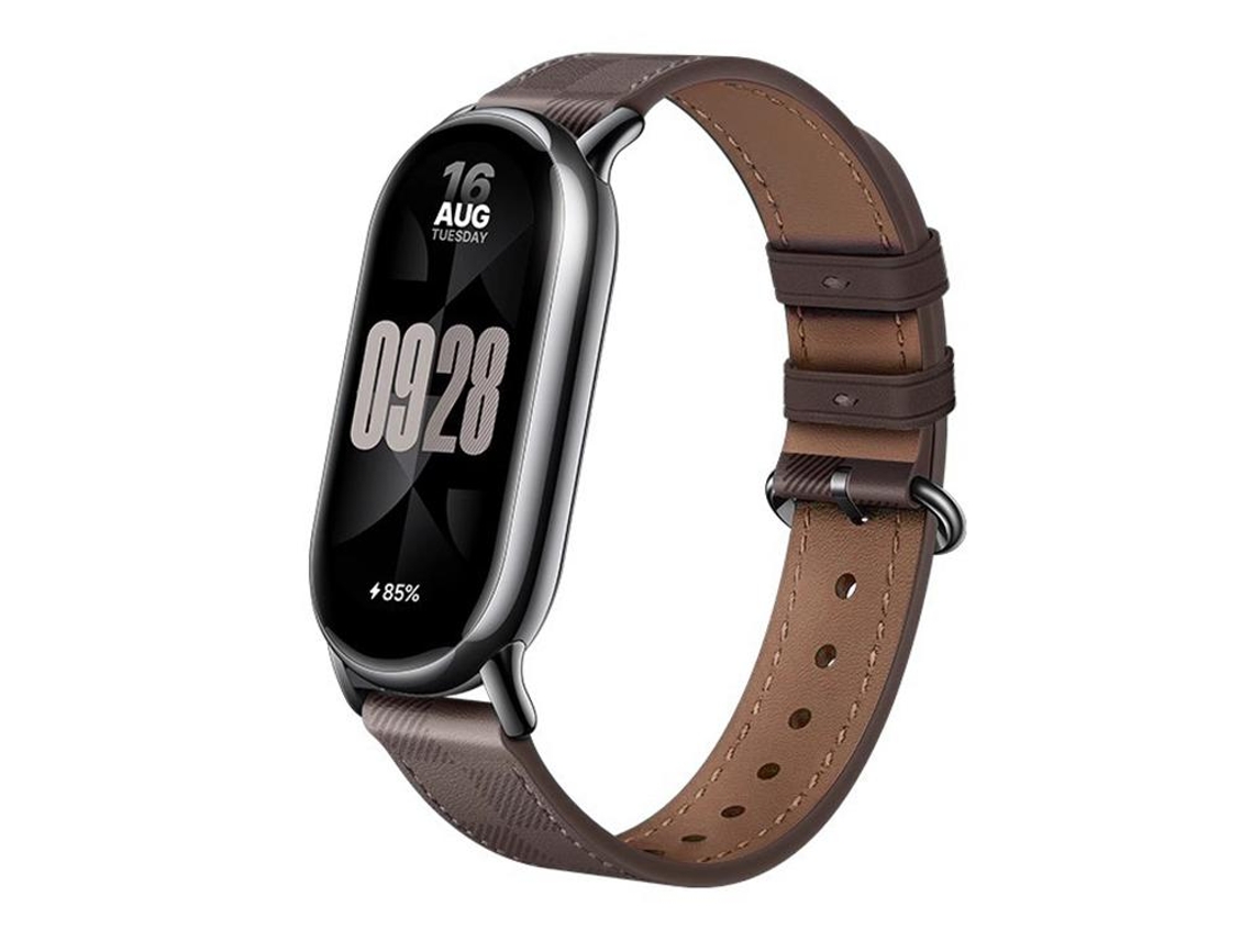 Correa para Xiaomi Smart Band 10/9/8 - Piel - Textura a cuadros - Hebilla de acero plateado