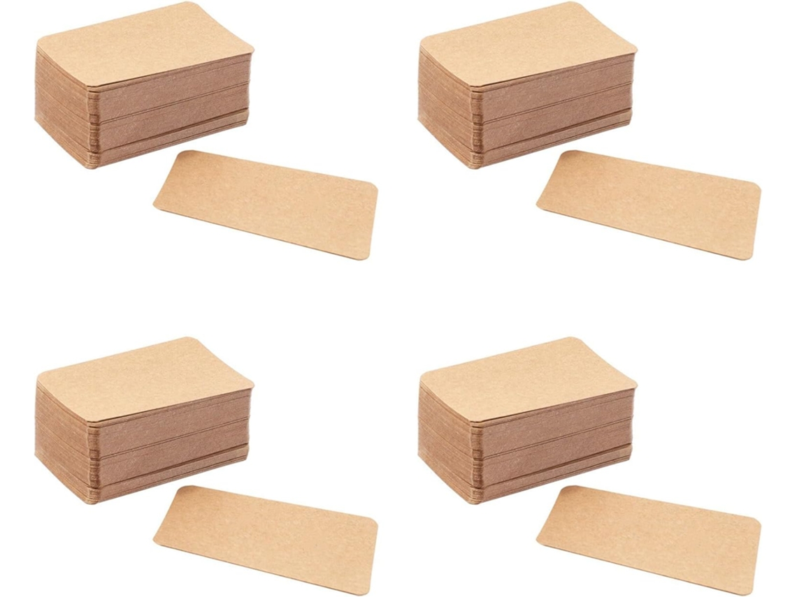 400 Tarjetas De Visita De Papel Kraft Blanco Con Mensaje Personalizado.