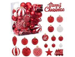 Juego de Bolas Navideñas de Plástico Pintadas en Blanco CUICH - 65 unidades