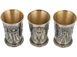 Esculturas en vasos de chupito que representan dioses antiguos, perfectas para cócteles y fiestas.